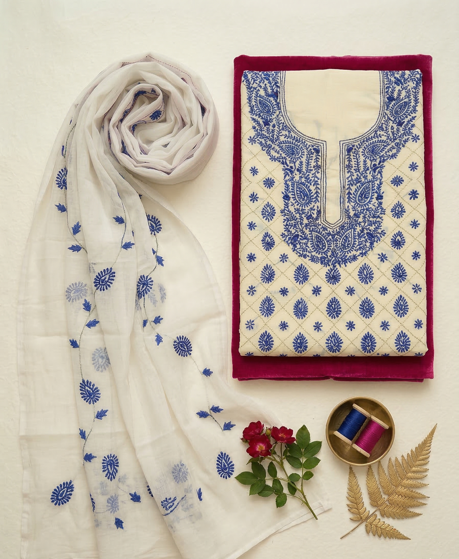 Neel-E-Bāgh Pure Phulkari Hand Embroided Couture Suit