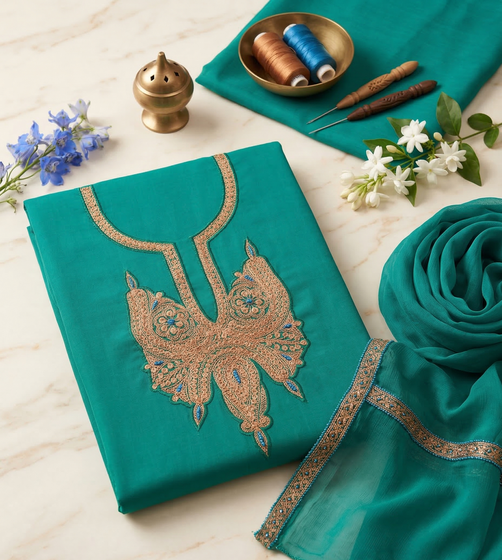 Kashmiri Tilla Work Neck Design Salwar Suit