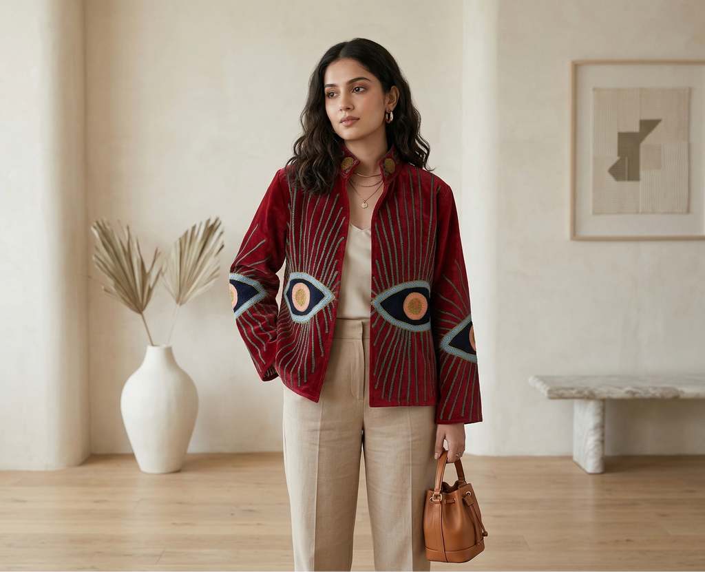 Nazar Radiante Suzani Hand-Embroidered Jacket