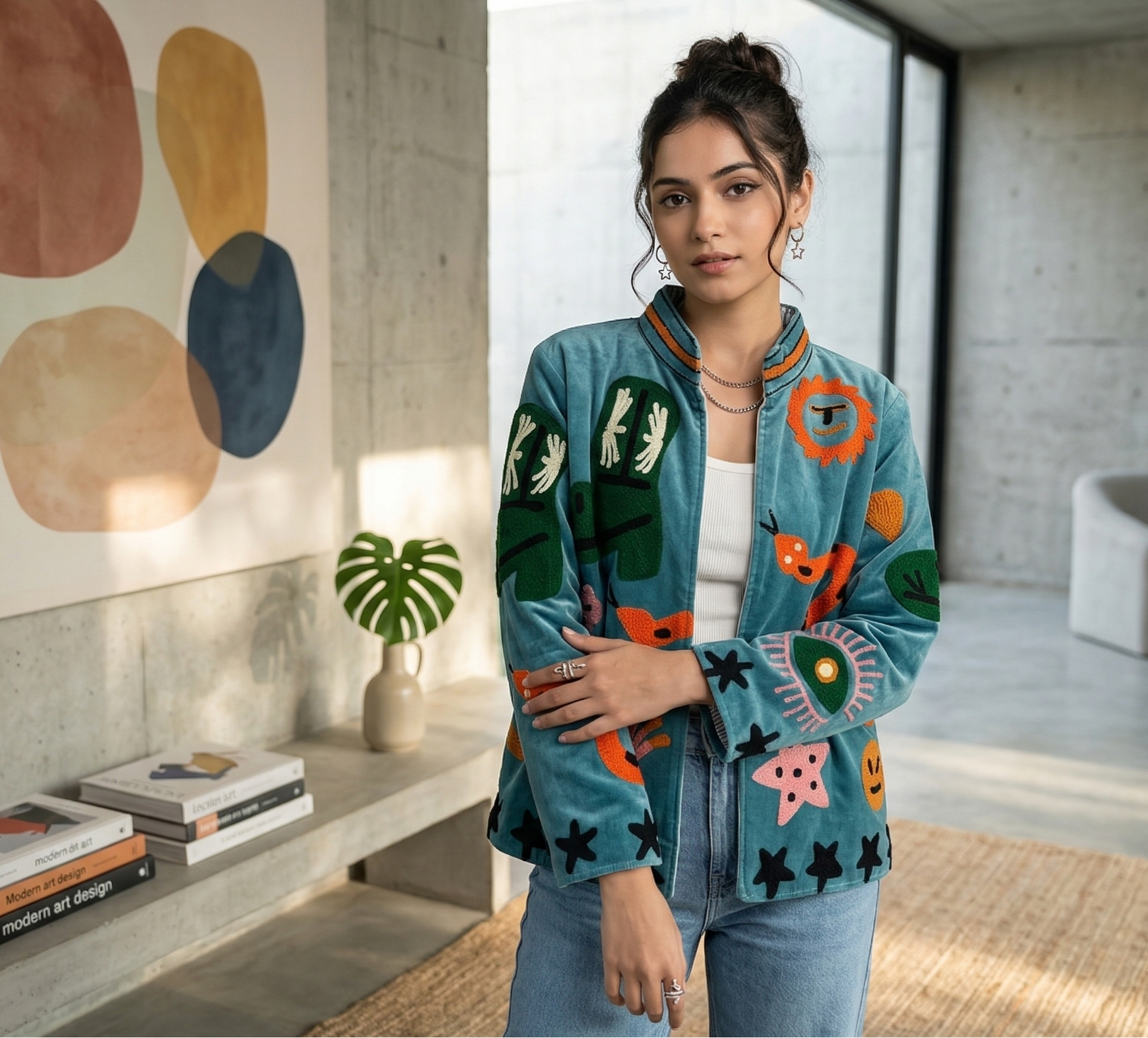 Nilli Oceano Suzani Hand-Embroidered Jacket