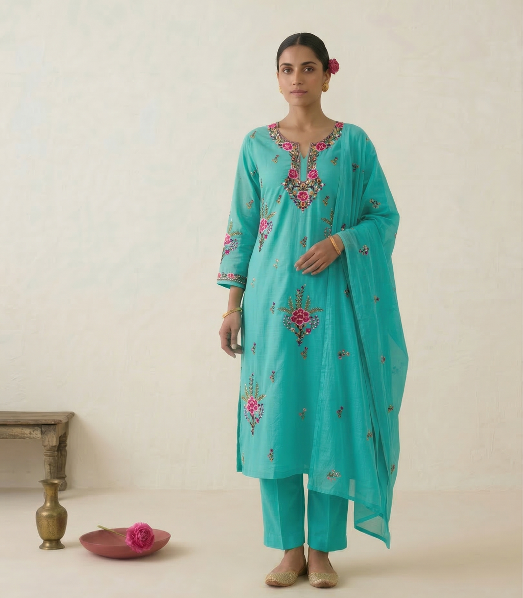 Feeroza-E-Bahar Pure Phulkari Hand Embroided Couture Suit
