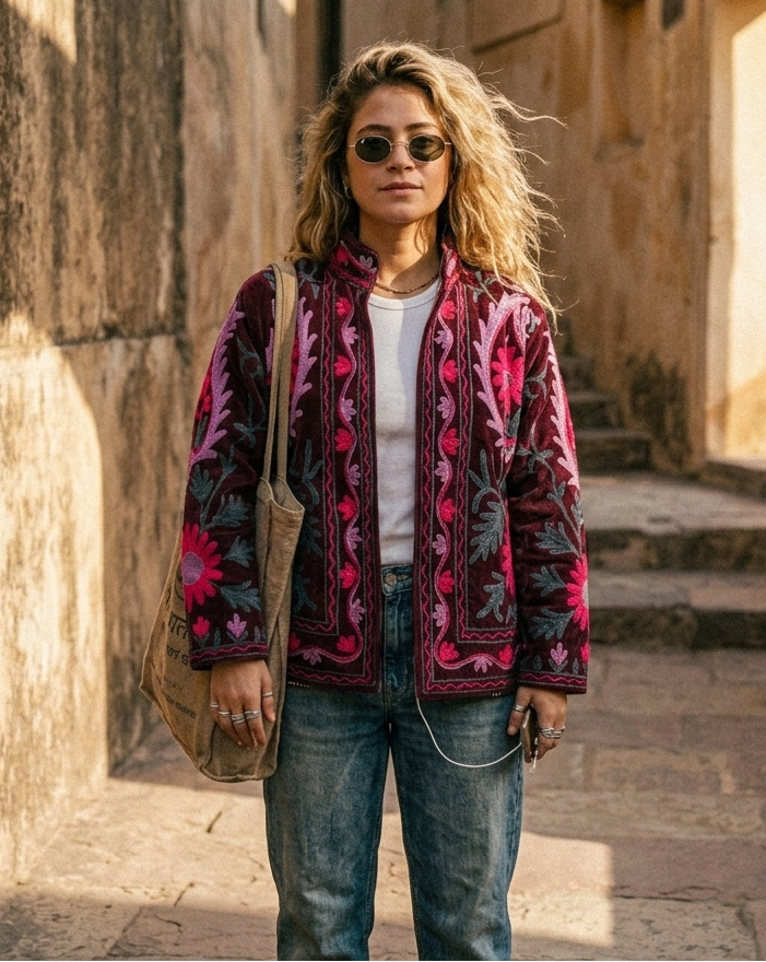 Amarante Suzani Hand-Embroidered Jacket