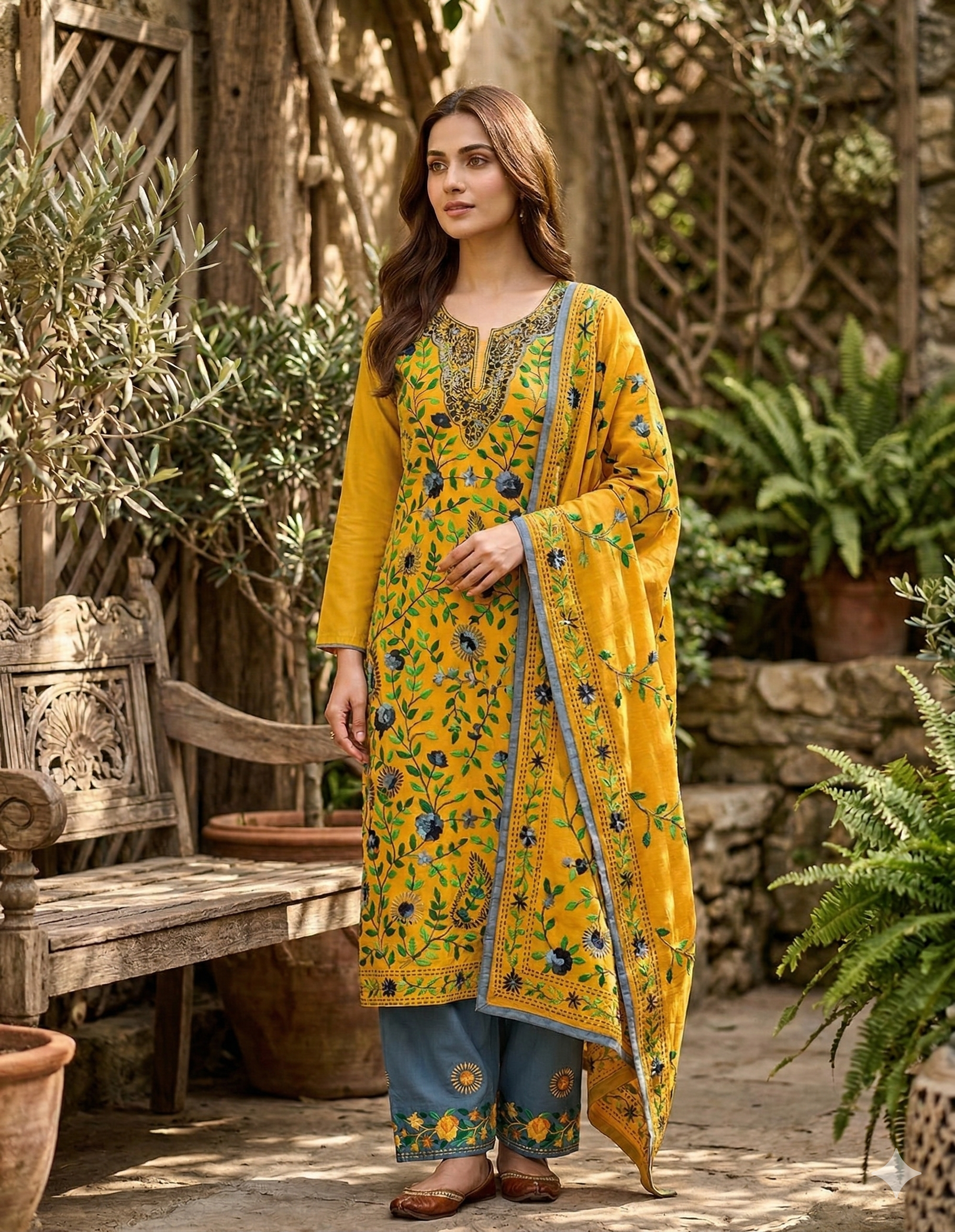Kesari Bagh Pure Phulkari Hand Embroided Couture Suit
