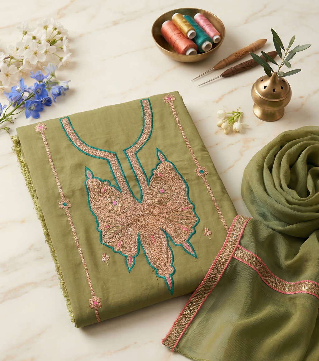 Kashmiri Tilla Work Neck Design Salwar Suit