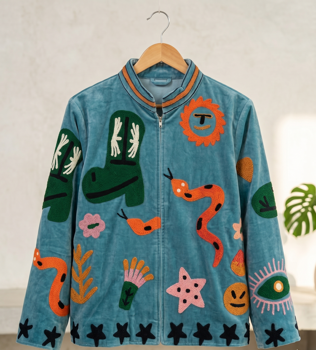 Nilli Oceano Suzani Hand-Embroidered Jacket