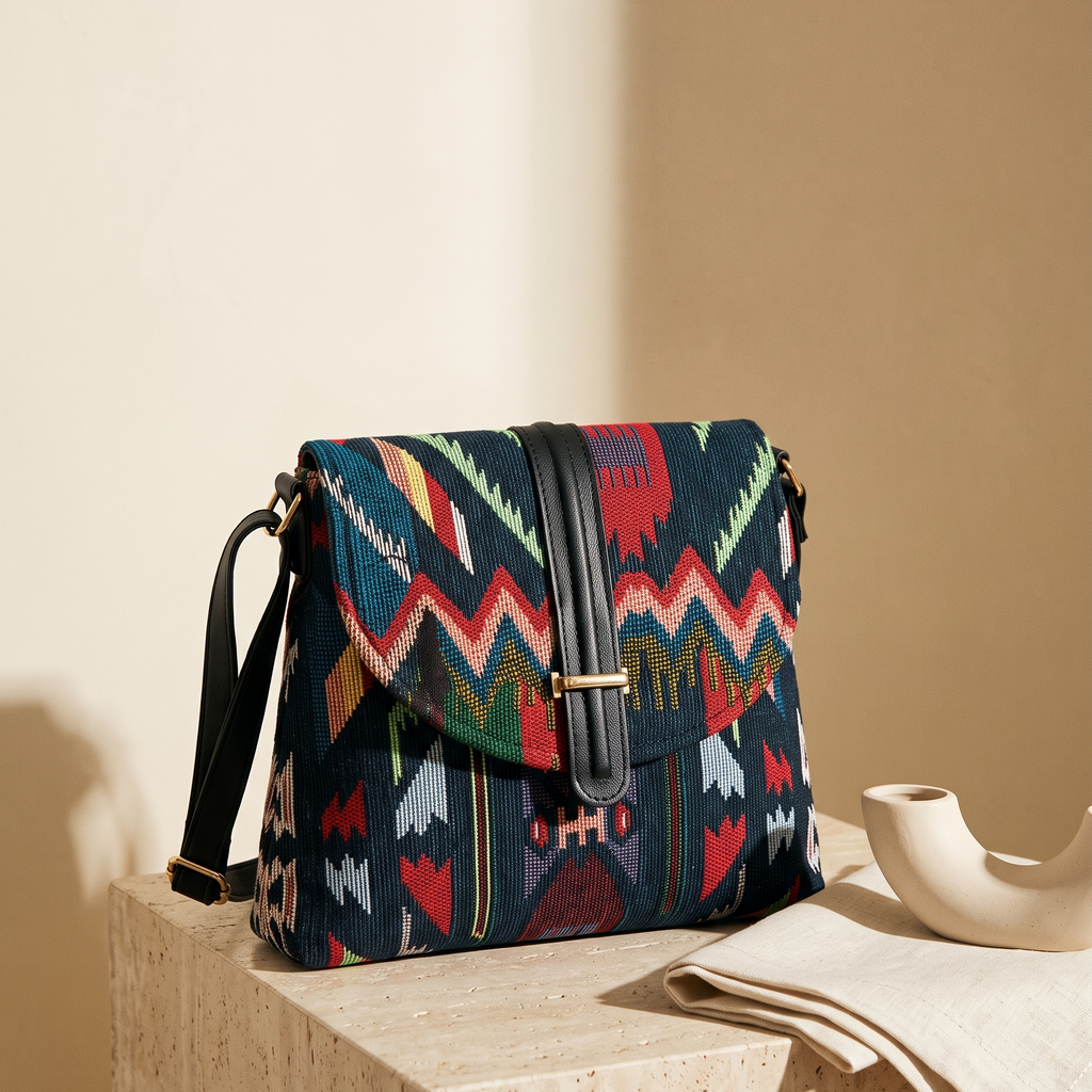 Rangsaaz Jacquard Flap Sling Bag