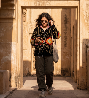 Noir Soleil Suzani Hand-Embroidered Jacket