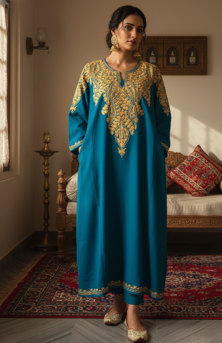 Nooré Zarin – Kashmiri Aariwork Woollen Pheran