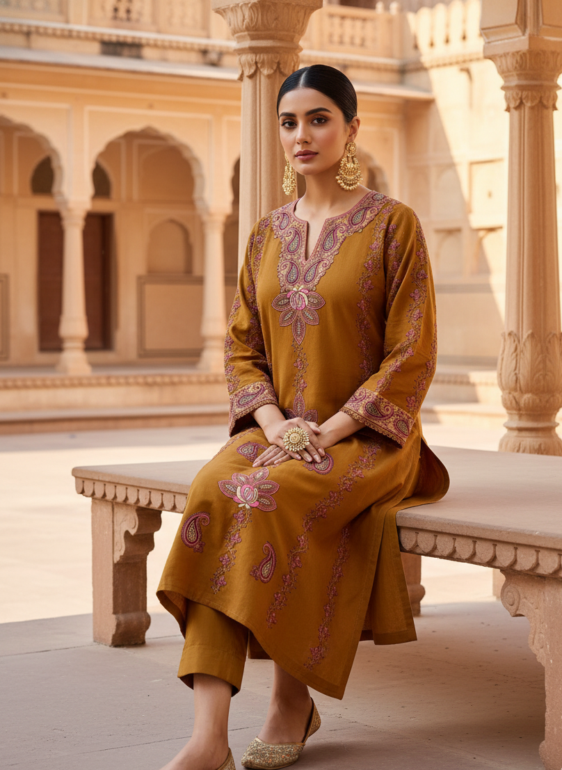 Zunaira – Premium Sozni Woollen Pheran