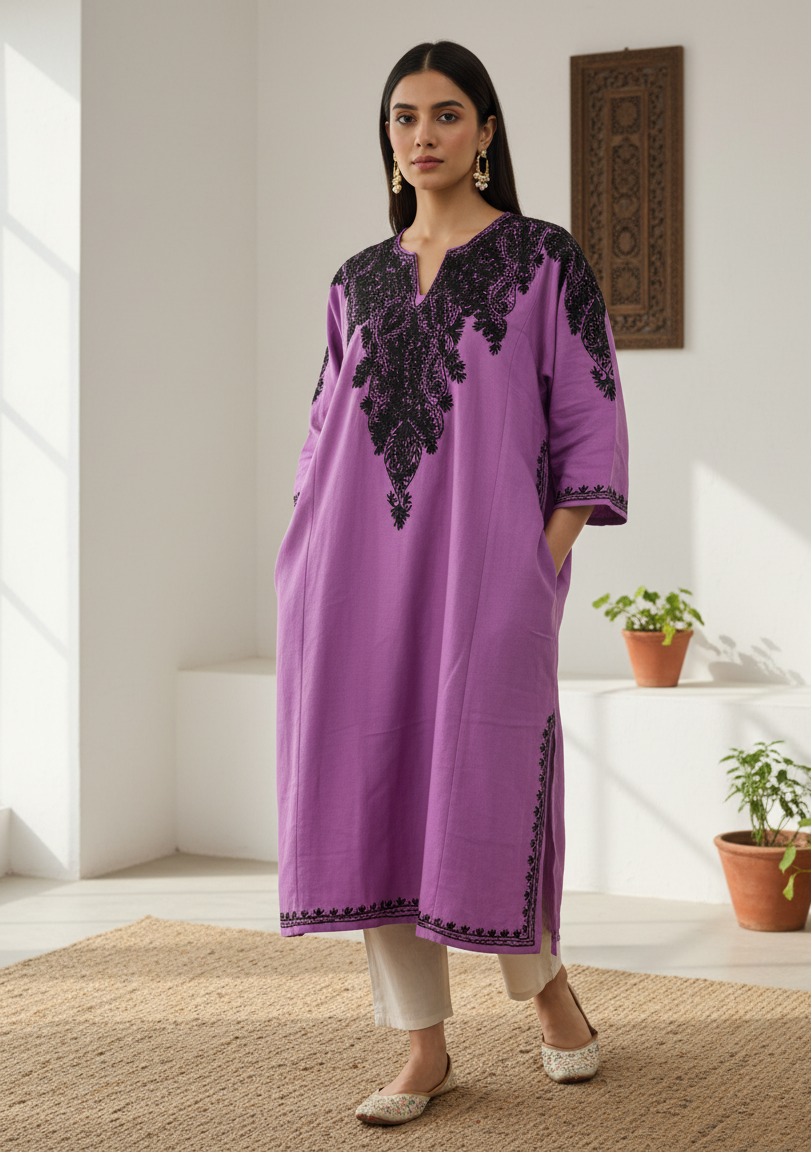 Noor-e-Kashmir Kashmiri Aariwork Woollen Pheran