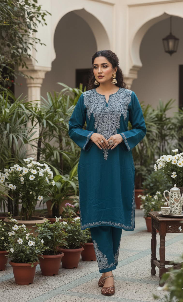 Neelkaar Aari Pheran Set