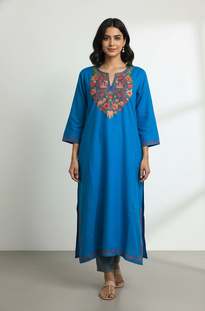 Neelgul Floral Embroidery Pheran