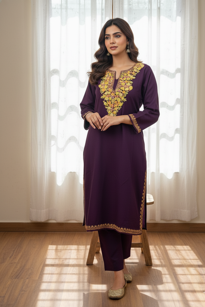 Shahgul Floral Embroidery Pheran