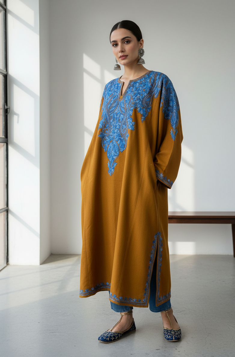 Neelpatta-e-Kahwa Kashmiri Pheran