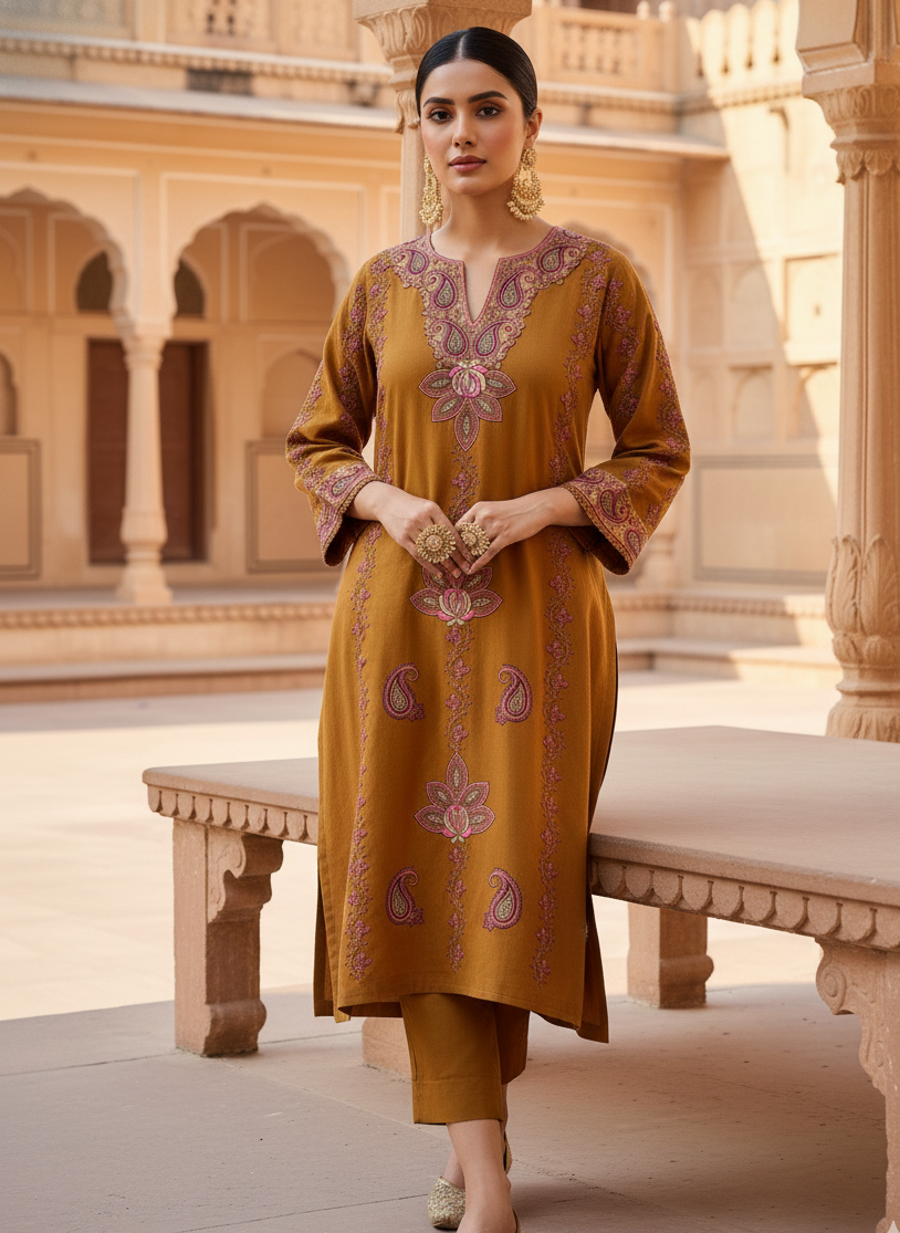 Zunaira – Premium Sozni Woollen Pheran