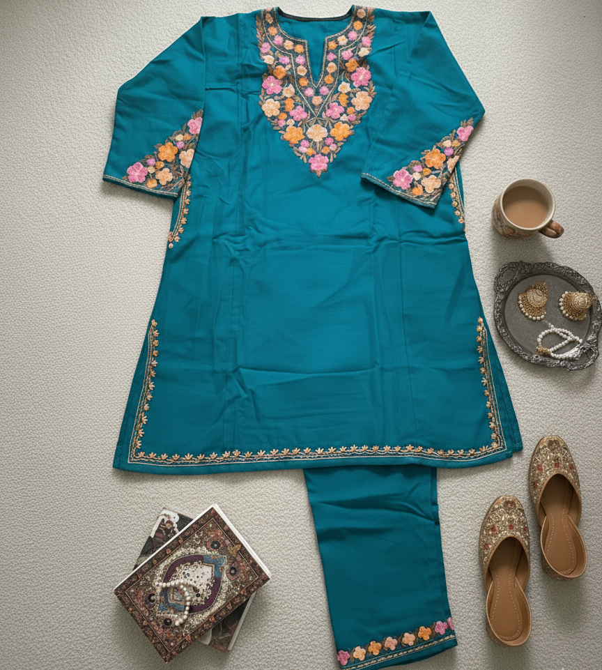 Gulshan-e-Shahbano Kashmiri Aari Embroidered Pheran Set