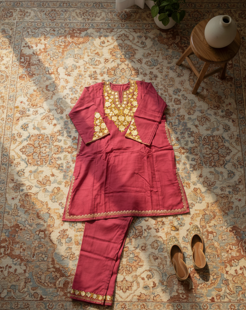 Gulzar-e-Zar Kashmiri Aari Embroidered Pheran Set