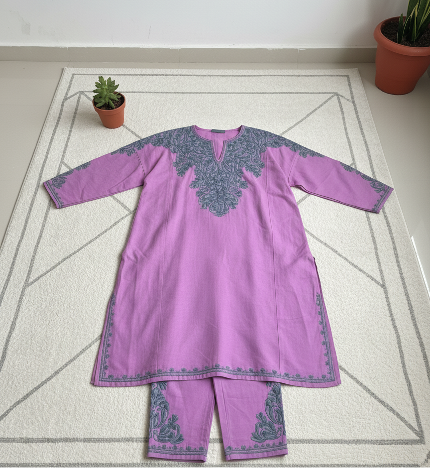 Gul-e-Nazakat Kashmiri Aari Embroidered Pheran Set