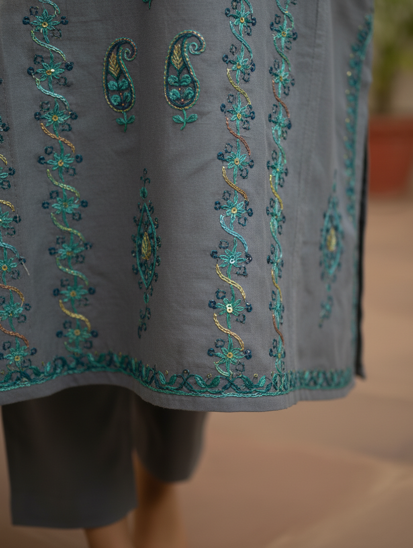Pure Raffal Wool Noorkaar Handwork Sozni Embroidery Pheran