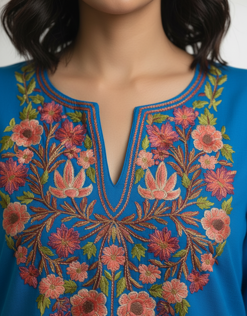 Neelgul Floral Embroidery Pheran