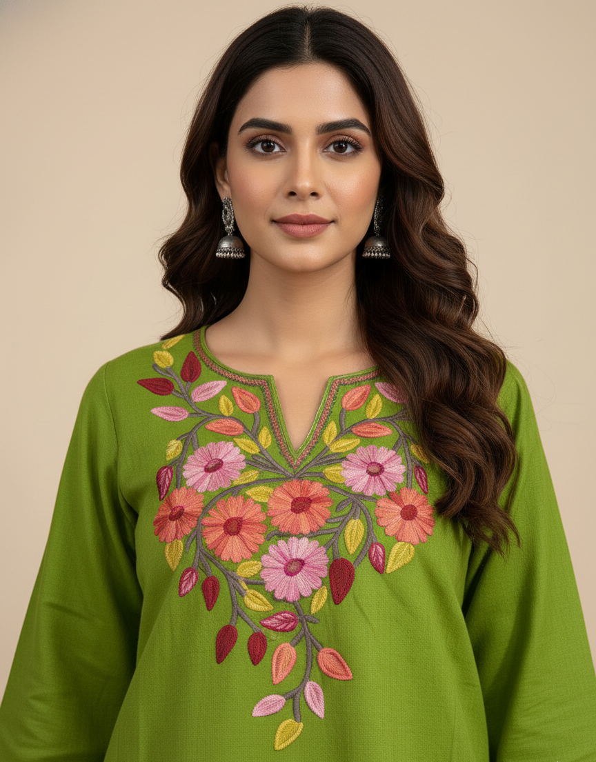 Gulmeen Floral Embroidery Pheran