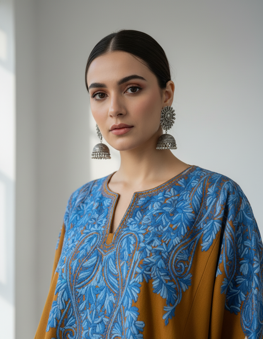 Neelpatta-e-Kahwa Kashmiri Pheran