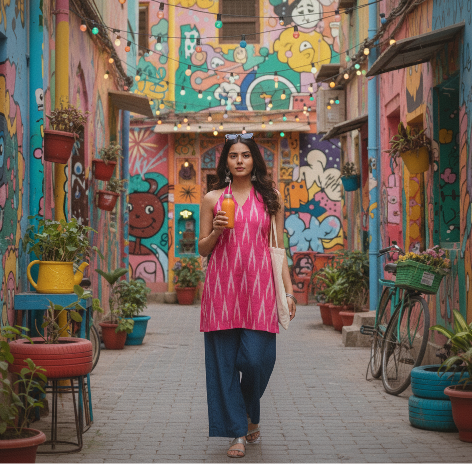 Saira - ikat halter kurti