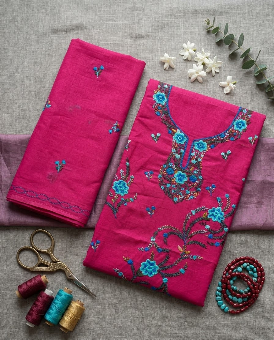 Neel-E-Raunāq Pure Phulkari Hand Embroided Couture Suit